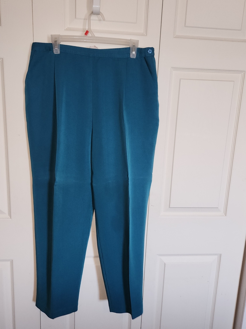 Teal Straight-Leg Dress Pants
